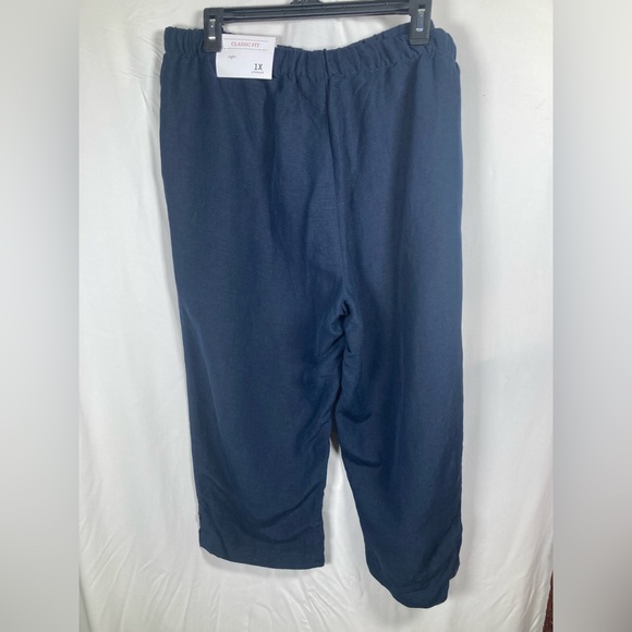 CJ Banks Navy Linen Blend Pull on Drawstring Capris Sz 1x NWT - Picture 4 of 9
